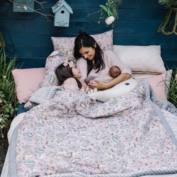 ADULT XXL BLANKET 200 x 220 cm - WILD BLOSSOM - POWDER PINK