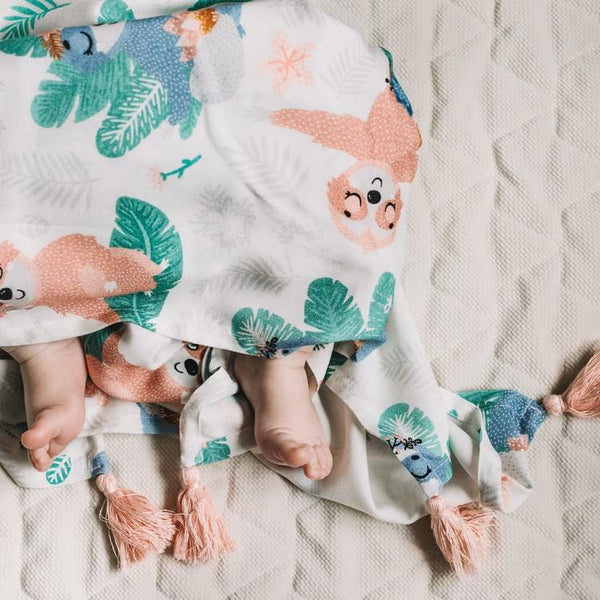 BAMBOO SWADDLE FRINGE - MEDIUM SIZE - STILL ALIVE