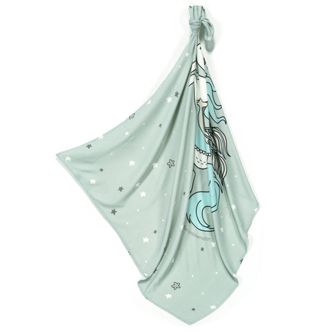 BAMBOO SWADDLE FRINGE - MEDIUM SIZE - ONE UNICORN RAINBOW KNIGHT