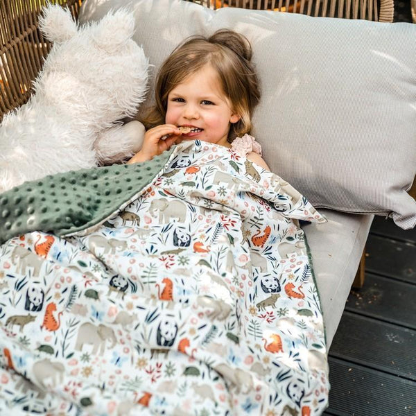 TODDLER LIGHT BLANKET - ON THE ROAD - SMOKE MINT