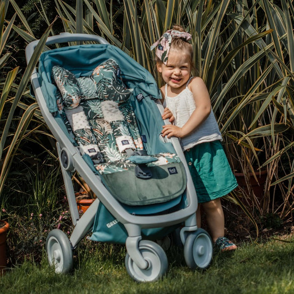 ORGANIC JERSEY COLLECTION - STROLLER PAD - MOONLIGHT SWAN - VELVET POWDER PINK