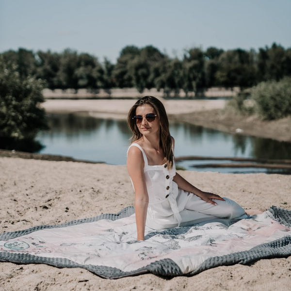 WATERPROOF PICNIC BLANKET XXL 180x190 - SANTORINI - NAVY