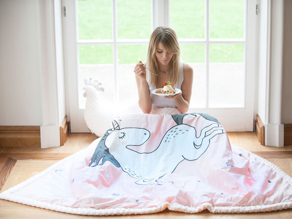 ADULT BLANKET 140 x 200 cm  - UNIVERSE OF UNICORN-ECRU