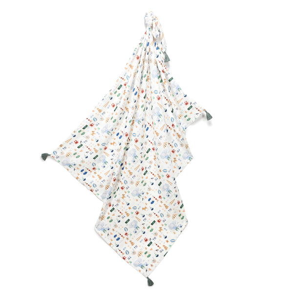 BAMBOO SWADDLE FRINGE - KING SIZE - FRENCH RIVIERA BOY