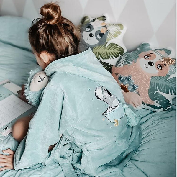 BATHROBE BAMBOO SOFT - DUSTY BLUE - UNIVERSE OF UNICORN BLUE - LARGE