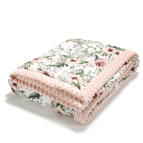 ADULT XXL BLANKET 200 x 220 cm - WILD BLOSSOM - POWDER PINK