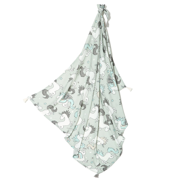 BAMBOO SWADDLE FRINGE - KING SIZE - UNICORN RAINBOW KNIGHT