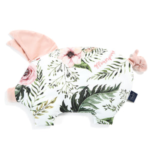 VELVET COLLECTION - SLEEPY PIG PILLOW - WILD BLOSSOM - POWDER PINK