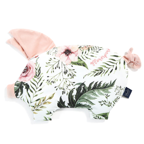 VELVET COLLECTION - SLEEPY PIG PILLOW - WILD BLOSSOM - POWDER PINK
