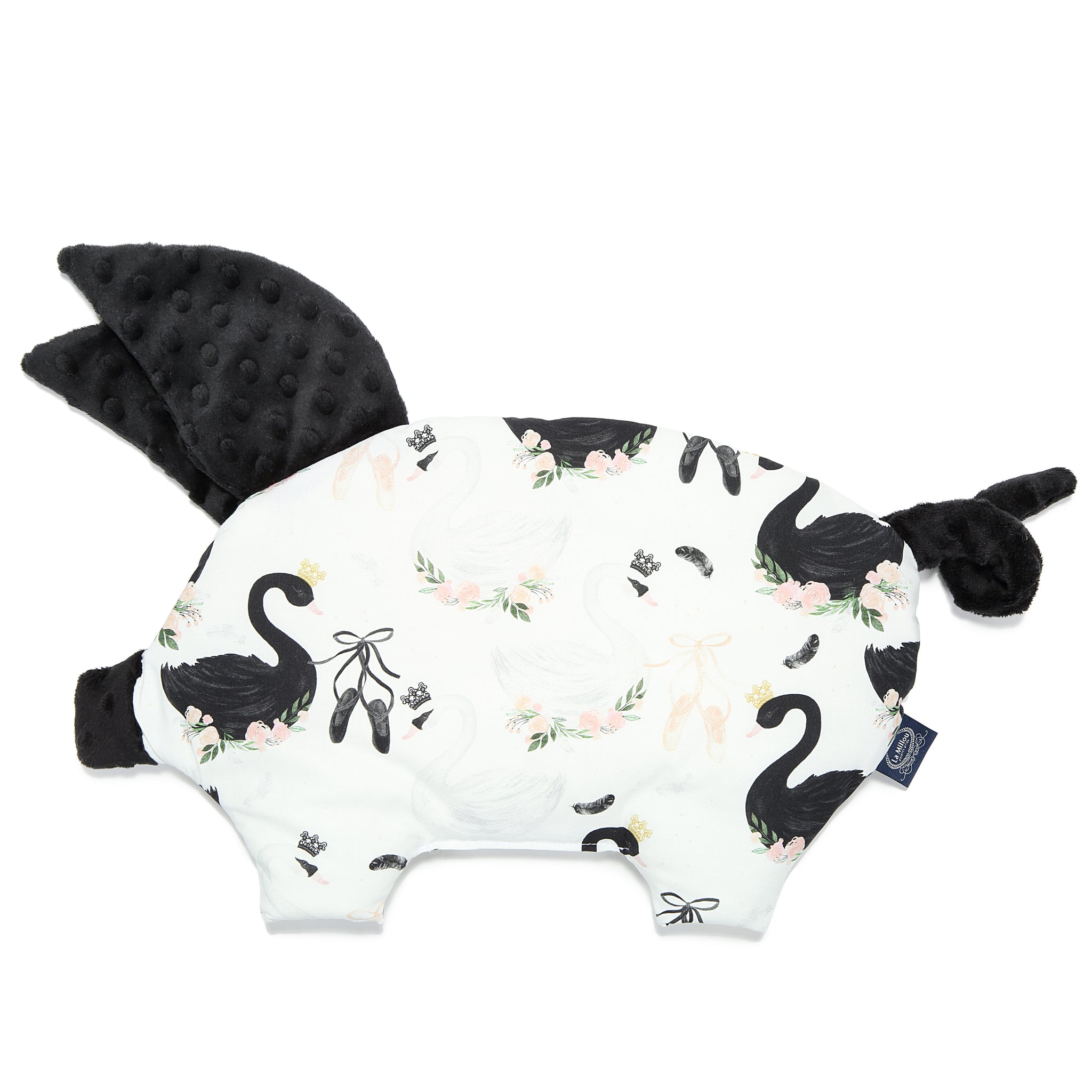 SLEEPY PIG PILLOW - MOONLIGHT SWAN - BLACK