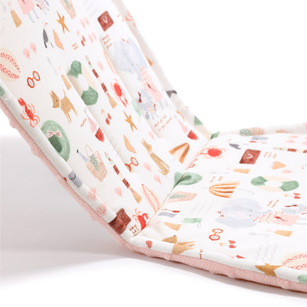 ORGANIC JERSEY COLLECTION - STROLLER PAD - FRENCH RIVIERA GIRL - POWDER PINK