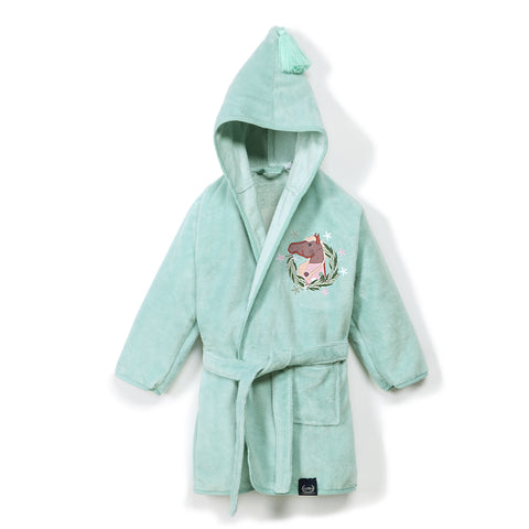 BATHROBE BAMBOO SOFT - MINT - PONY IS MY LOVE - LARGE