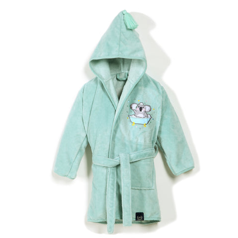 BATHROBE BAMBOO SOFT - MINT - HELLO WORLD - LARGE