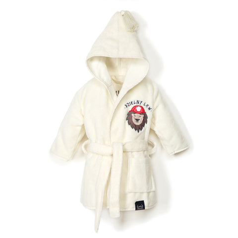 BATHROBE BAMBOO SOFT - CREAM - BRAVEHEART LION - SMALL
