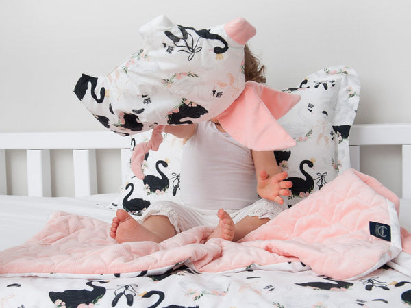 VELVET COLLECTION - SLEEPY PIG PILLOW - WILD BLOSSOM - POWDER PINK