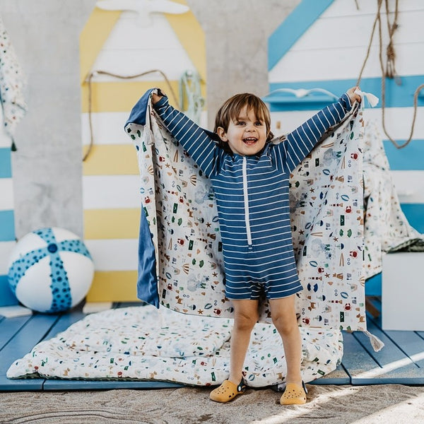 TODDLER LIGHT BLANKET - ON THE ROAD - SMOKE MINT